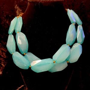 Stunning Turquoise Blue Double Strand Statement Necklace